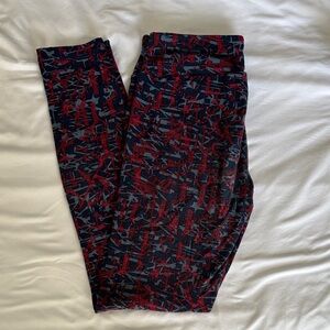 LuLaRoe Red and Blue Patterned Leggings